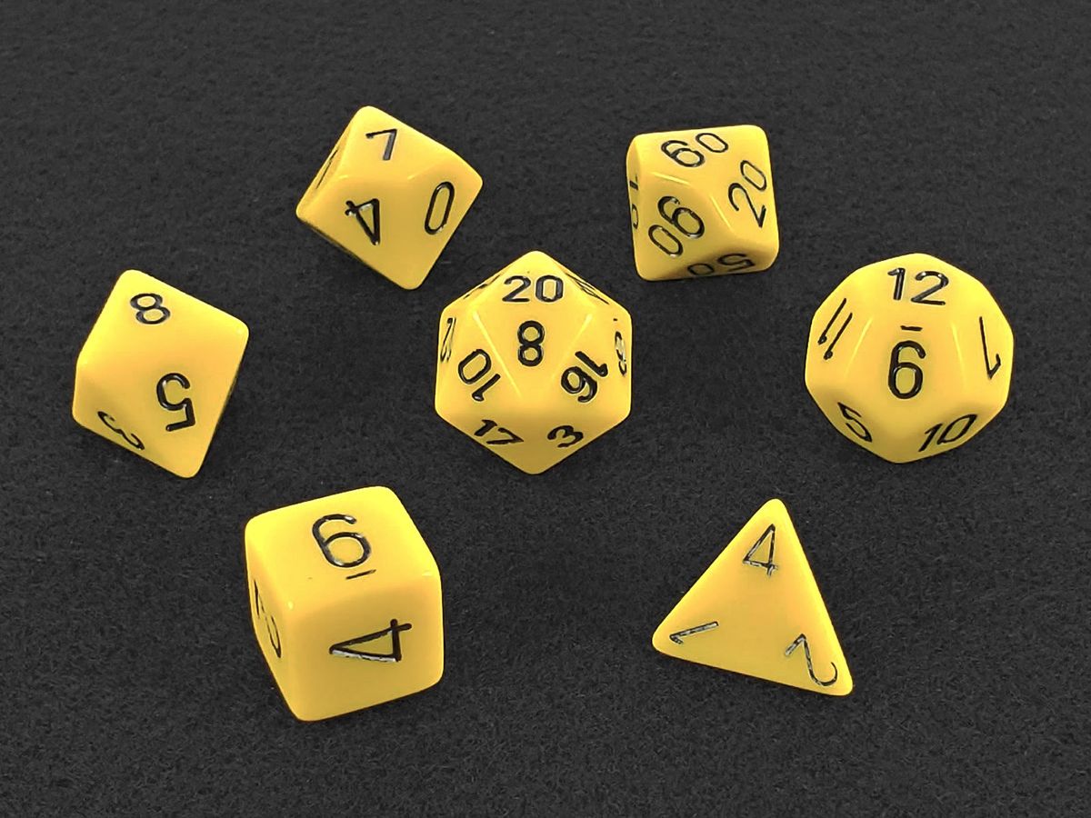 Yellow and Black Polyhedral Dice Set