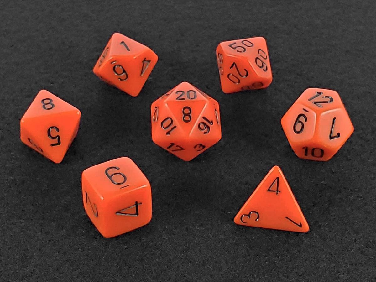 Orange and Black Polyhedral Dice Set