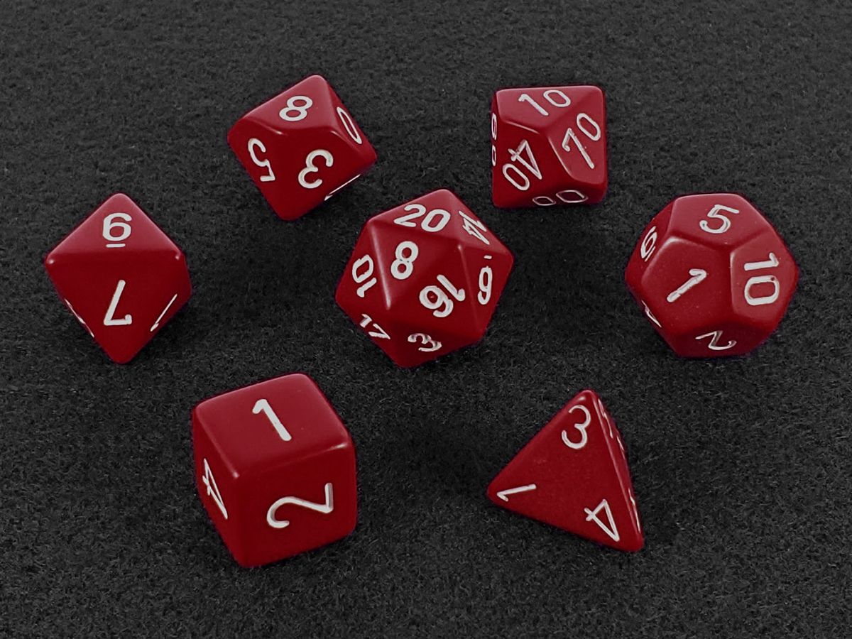 Red and White Polyhedral Dice Set