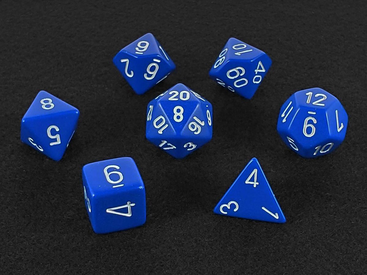 Blue and White Polyhedral Dice Set