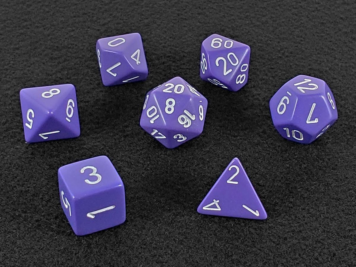 Purple and White Polyhedral Dice Set