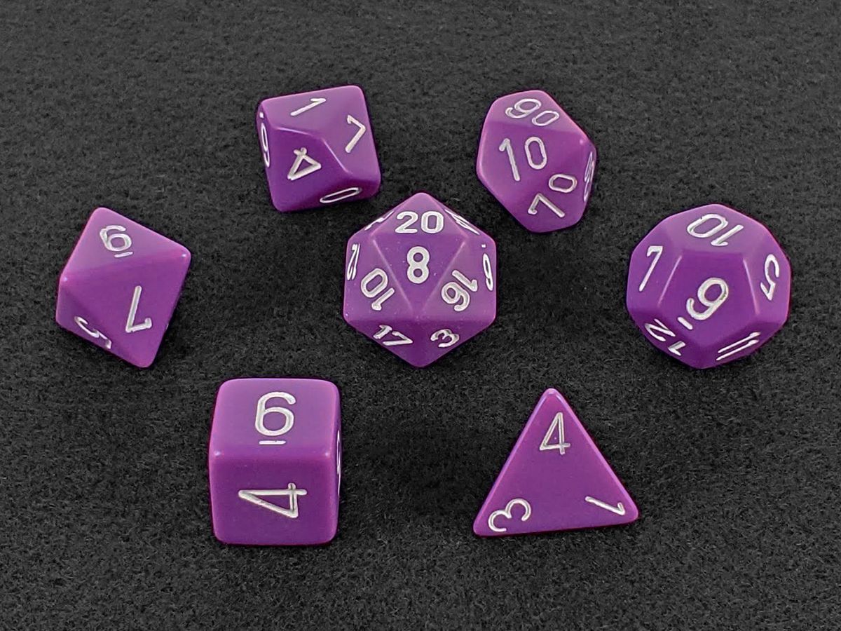 Light Purple and White Polyhedral Dice Set