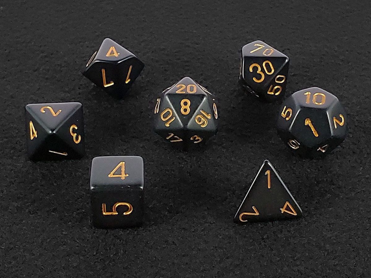 Black and Gold Polyhedral Dice Set