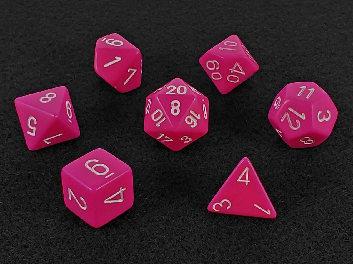 Pink and White Polyhedral Dice Set